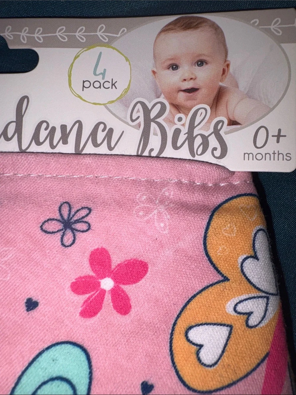 Le Bebe Favorite- Baby Girls' Pink Butterfly 🦋 & Flowers 🌺 Bandana Bibs - 4 Pack